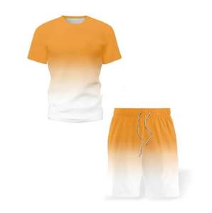 100% Polyester grande taille été hommes Gym Fitness ensemble de vêtements de sport séchage rapide vêtements d'entraînement ensembles courts vêtements de sport - Product Image 3