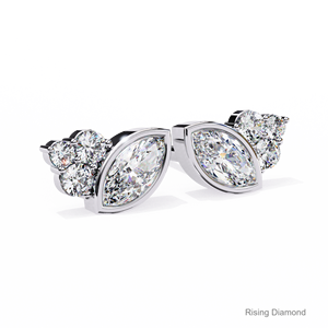 1,0 Ct para cada Marquesa corte laboratorio cultivado diamante bisel conjunto pendientes CVD diamante certificado Oro Blanco regalo de aniversario - Product Image 3