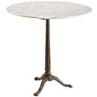Table basse en fer de luxe de designer avec plateau rond en chêne, base ornée de dauphins, style industriel vintage, mobilier de bistrot pour restaurant en vente