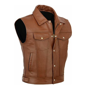 Chalecos de moto de cuero clásicos transpirables para hombres Chalecos de motorista de cuero de buena calidad Hecho en Pakistán Chaleco de cuero de calidad - Product Image 4