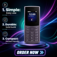 Teléfono Celular 4G para Personas Mayores 11023 con Doble SIM, Pantalla de 1.77'', Radio FM, Linterna Potente, Cámara Nueva, Procesador MediaTek, Teclado Qwerty, 2G