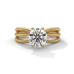 Nouvelle conception, bague de fiançailles en or massif 14 carats avec diamant de laboratoire rond de 1 carat, style tendance, bague de promesse fine pour femmes - Product Image 1