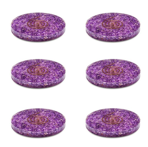 Produit en cristal Reiki Orgonite Coaster Puce naturelle Pierre de cristal Améthyste Orgone Coaster pour Puces d'orgone à énergie positive - Product Image 3