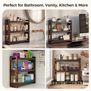 Estante de Almacenamiento de Esquina de Tres Niveles Ironwood para Baño, Organizador de Artículos de Aseo y Estante para Especias de Cocina - Product Image 5