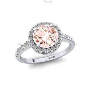 แหวนหมั้นมอร์แกไนต์สำหรับผู้หญิงทำจากทองคำบริสุทธิ์18K เหมาะสำหรับงานแต่งหรือวันครบรอบ - Product Image 6