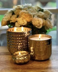 Bougeoir en métal doré de luxe avec couvercle Logo personnalisé pour bougies d'aromathérapie Boîtes vides en gros en vrac - Product Image 4