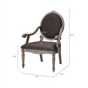 Chaise de salle à manger Isabella en bois massif de haute qualité avec accoudoirs, finition rustique, style français, pour appartement. - Product Image 6
