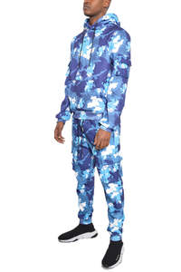 Sweat à capuche et pantalon de survêtement en coton camouflage pour hommes par sublimation respirante Ensemble S-3XL grandes tailles respirant GYM pour hommes 3 pièces - Product Image 4