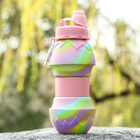 Bouteille d'eau pliable portable sans BPA en silicone de qualité alimentaire, étanche, lavable au lave-vaisselle, pour le sport et les voyages en extérieur