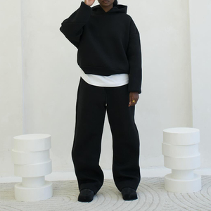 Ensemble de survêtement unisexe en coton épais de haute qualité pour hommes Streetwear Oversized Boxy Hoodie Sweat Pants Vintage Sweatsuits Winter - Product Image 3