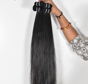 Paquetes naturales baratos, recto sedoso, color negro, cutícula alineada, mejor calidad, extensiones de cabello humano virgen indio Remy Temple - Product Image 2