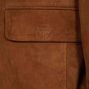 Manteau trench en cuir suédé de qualité supérieure pour homme avec surpiqûres soignées, allure moderne, caractéristiques écologiques et respirantes - Product Image 6
