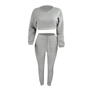 French Terry Sweat Suit Mujer Puff estampado recortado Zip up transpirable Sudadera con capucha y pantalones de chándal Jogger Set Mujer Chándal - Product Image 6