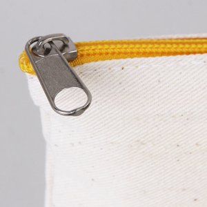 Durable & Stylish <b>Yellow</b> Zippered <b>Clutch</b> <b>Bag</b> 8x6 Inch Plain Cotton Denim Pouch Blank Makeup Organizer with Logo Pattern Cosmetic - Product Image 4