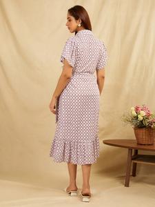 Vestido de media manga de estilo Lila indio de tela suave de la mejor calidad del último estilo 2024 en un color encantador para mujeres y niñas - Product Image 3