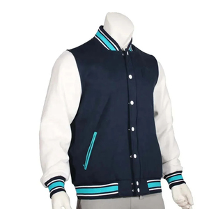 Chaqueta universitaria de poliéster 100% de alta calidad para mujer, cuello levantado, Mangas de cuero de lana, bordado de invierno, calle principal personalizable - Product Image 3