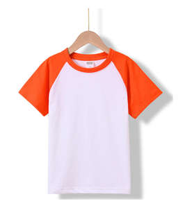 Camiseta para niños 100% algodón liso logotipo personalizado estampado mangas raglán ropa niños camiseta a juego de colores para hombres - Product Image 3