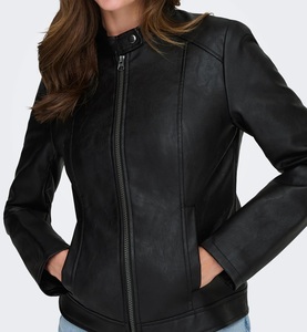 Blouson en cuir pour femme, style motard, décontracté, course moto, café racer, en cuir véritable, coupe parfaite, veste en cuir tendance pour femme, OEM - Product Image 3