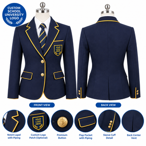 Blazer sur mesure ajusté à simple boutonnage brodé pour uniforme scolaire, universitaire ou de club privé - Product Image 3