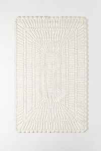 Tapis en laine crème rectangulaire fait main de luxe-Tapis texturé abstrait tufté doux pour salon chambre à coucher décor à la maison de haute qualité - Product Image 4