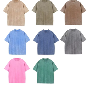 Camiseta de algodón 100% en blanco de gran tamaño personalizada de alta calidad para hombre, camisetas de algodón orgánico Vintage estampadas, camiseta de lavado ácido al por mayor - Product Image 2