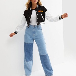 Service OEM Veste d'université d'hiver pour femmes Streetwear à manches longues et recadrée Veste de baseball boutonnée avec poches et logo personnalisé - Product Image 4