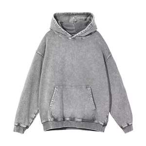 Unisex Acid Wash Embroidered Pullover 100% Cotton Lightweight Eco-Friendly Breathable Fleece Custom Logo Front Oversized High - Product Image 1