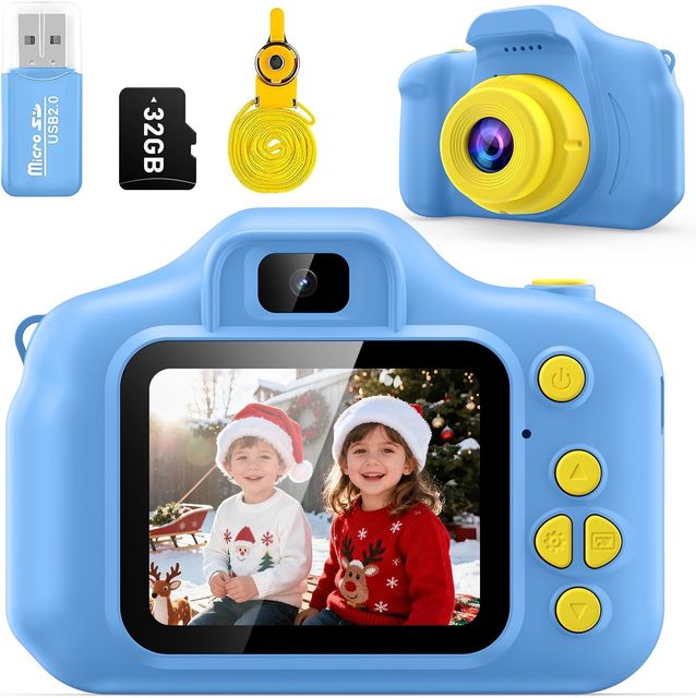 Kids Camera Toys Christmas Birthday Gifts for Boys and Girls Kids Toy 3 -9 Year Old HD Digital Video Camera  with 32GB SD Card