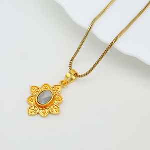 Exclusivo 18K chapado en oro azul Arco Iris piedra lunar COLLAR COLGANTE moda latón joyería cuerda cadena para hombres mujeres encanto colgante - Product Image 3