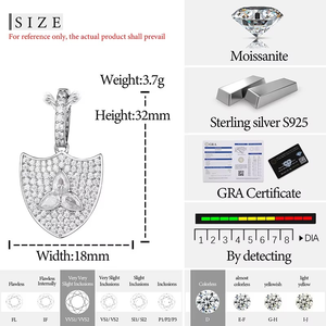 Lucky Leaf Full Moissanite Diamond Original Collier pendentif personnalisé en argent sterling plaqué or 925 pour femme et homme - Product Image 5