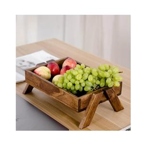 Bandeja de madera natural para servir aperitivos, bebidas o café, organizador de estilo rústico granja para cocina y hogar - Product Image 3