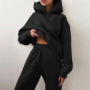 Ensemble d'épaules Drop Shoulder pantalon de jogging Sweatshirt With Sweatpants Blank Hoodie Set oversize Streetwear Style Hoodie Set - Product Image 3