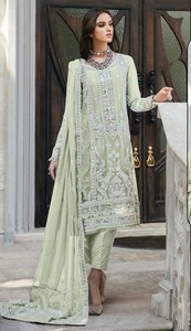 Nuevo traje pakistaní Heavy Fox Georgette con bordado de algodón secuencia trabajo Palazzo descosido para mujeres - Product Image 3