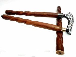 Bastón de madera de 3 pliegues blanco náutico con mango de latón de hoja y punta de goma regalo para hombres y mujeres regalo de palo - Product Image 6