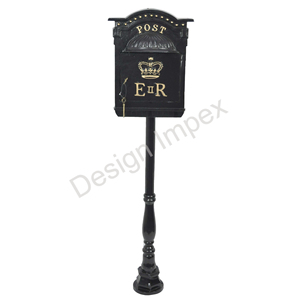 Présentoir de jardin pour boîtes aux lettres VR Boîte aux lettres de luxe en fonte revêtue de rouge Fini Boîte aux lettres décorative avec support pour pilier - Product Image 3