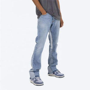 กางเกงยีนส์เอวสูงของผู้ชายกางเกงออกกำลังกายแนวสตรีทแวร์ลำลองปักลายฤดูร้อนฤดูใบไม้ร่วง - Product Image 1
