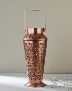 Metal Table <b>Lantern</b> with <b>Copper</b> Powder Coating Fancy <b>Lantern</b> Jar Christmas Dinner Ornament Candle Light Room Decor - Product Image 3