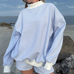 Sweats à capuche pour femmes Vente en gros Pull à col roulé surdimensionné Sweats pour femmes à manches longues à capuche en coton polaire - Product Image 3