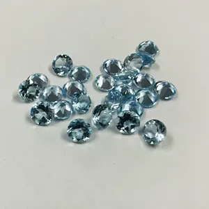 Wonderful A One Finest Quality 100% Natural 6mm Natural Sky Blue Topaz Round Faceted Cut Loose Gemstones For Jewelry Production