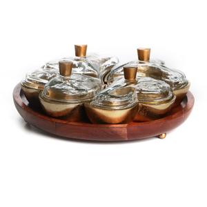 Handmade Wooden Aluminium round Serving Bowl New Arrival Modern Design Kitchenware Attractive <b>Table</b> <b>Decoration</b> - Product Image 3