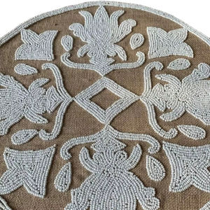 Meilleure vente napperons faits à la main napperons de table napperons perlés forme ronde napperon personnalisé Style indien sous-verres en pierre - Product Image 1