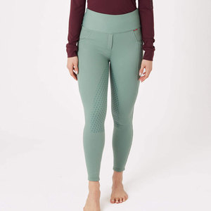 BIG TEN APPAREL Leggings d'équitation taille haute vert olive, style Jodhpur et Breeches, avec poches latérales et empiècements en maille - Product Image 1