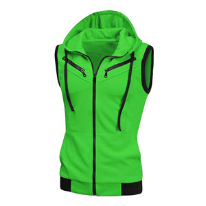 Summer Winter Gym Wear 100% Cotton Streetwear Hoodie Zipper Logo Sport Style Custom Sleeveless Hoodies Men Offre Spéciale - Product Image 1