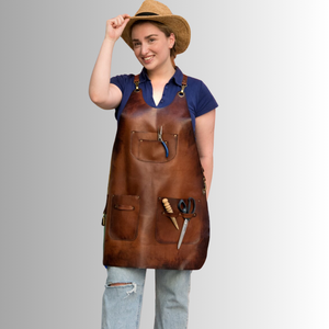 Tablier polyvalent en cuir véritable pleine fleur Tablier unisexe en cuir de vachette véritable Tablier de cuisine BBQ - Product Image 3