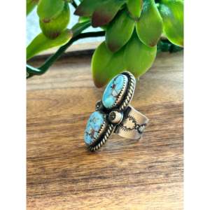Golden Hills Turquoise Sterling <b>Silver</b> <b>Adjustable</b> Boho Statement <b>Ring</b> - Product Image 3