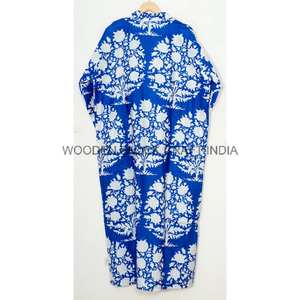 Indian Handmade Cotton Kaftan <b>Dressing</b> <b>Gown</b> <b>Long</b> Maxi Kimono Robe Women Night <b>Gown</b> Shower Robe Gift Handcrafted Her Sleepwear - Product Image 6