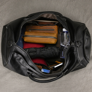 Bolsa de lona de tela Oxford impermeable de alta calidad, cierre de cremallera, elegante bolsa de viaje de cuero para deportes, uso informal al aire libre directo - Product Image 3