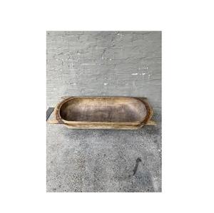 Cuenco de Madera de Paulownia Tallado a Mano, Estilo Rústico, Antiguo, Grande, Decorativo, para Pan, Estilo Granja, Ovalado Largo, para Frutas - Product Image 1