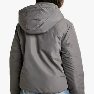 Custom Logo Women Warm <b>Hooded</b> <b>Winter</b> Padding Jacket Puffer Quilted Zip Button Double Short Crop <b>Coat</b> <b>Ladies</b> Puff Down Jacket - Product Image 3