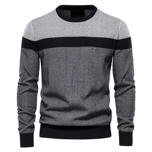 Nuevas sudaderas de corte regular a la moda para hombre, sudaderas de mezcla de algodón a rayas para hombre, sudaderas informales con cuello redondo para hombre - Product Image 2
